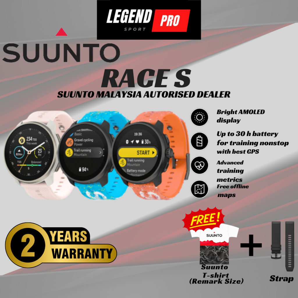 💥💥(UtmbReadyStock)Suunto Race S AMOLED Ultimate Performance Watch GPS ...