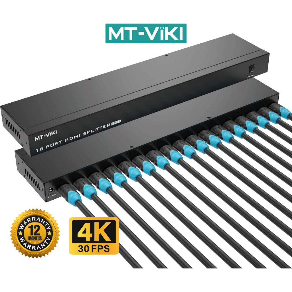 MT-VIKI HDMI Splitter 1x16 4K@30Hz 16 Port Powered HDMI Distributor ...