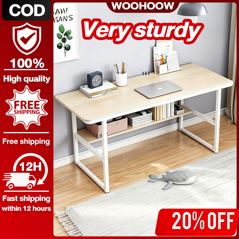 Meja belajar study table Computer Table Wood Modern Writing Living Room ...