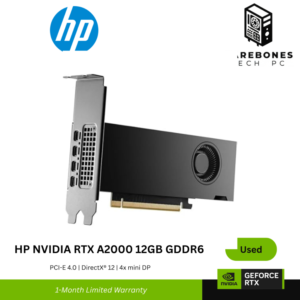 USED NVIDIA RTX A2000 12GB HP CAD | AI Training | 3D Modeling | Editing ...