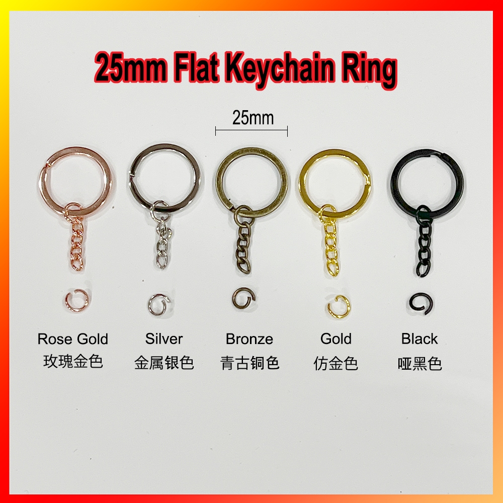 Keychain Ring With Jump Ring 25mm Rantai Kunci Rata & Bulat 钥匙圈 Flat ...
