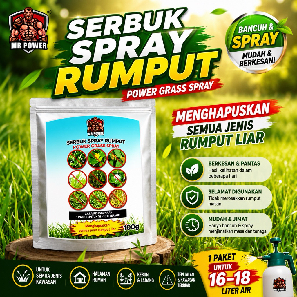 [100G] Spray Rumput Liar Mr Power Extra Serbuk Grass Killer Control ...