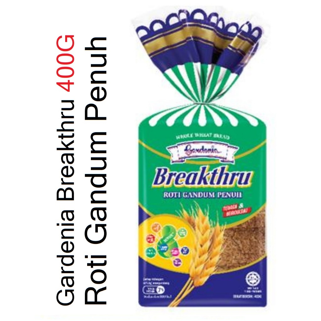 GARDENIA WHOLEMEAL BREAKTHRU ROTI BRAN & GERMA GANDUM FIB ROTI GANDUM ...