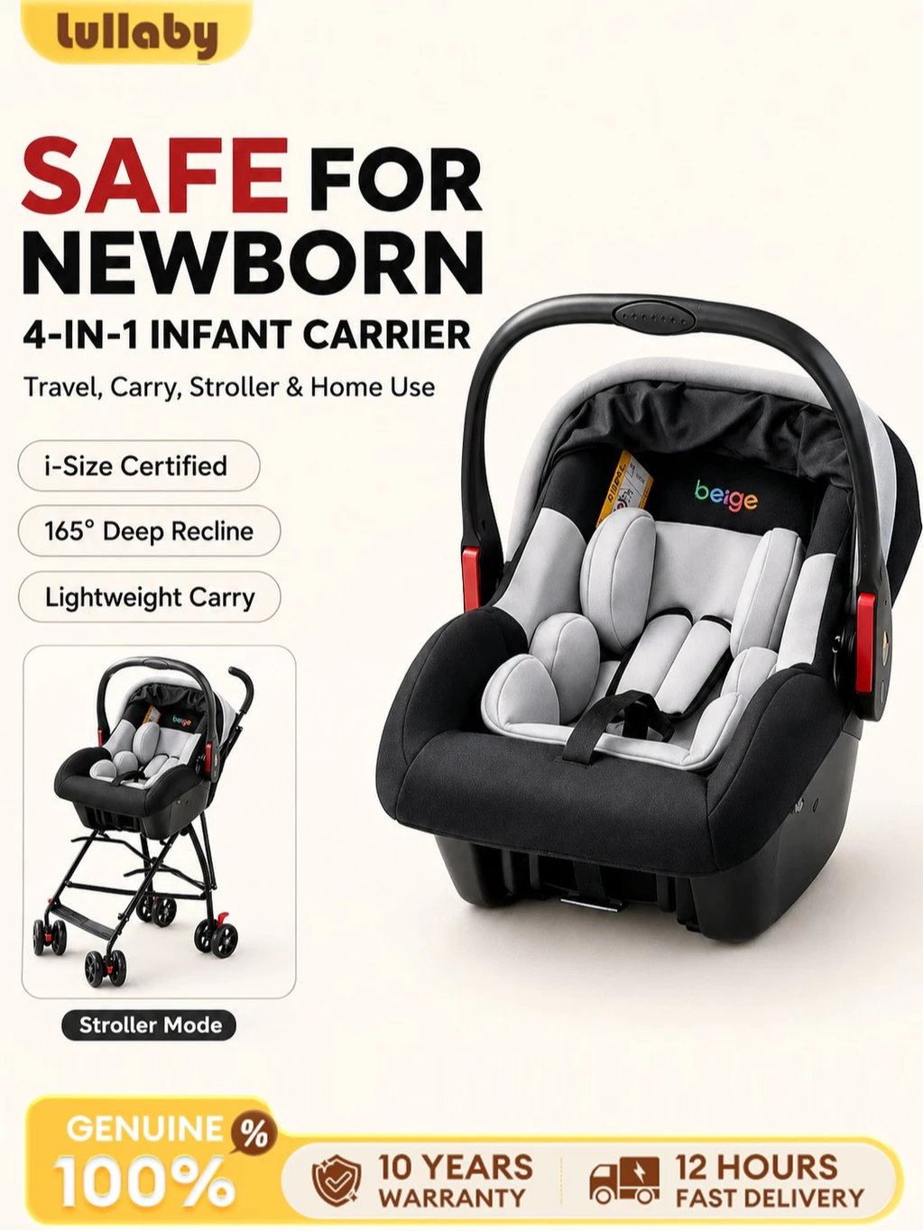 👑Car Seat Baby 4 in 1