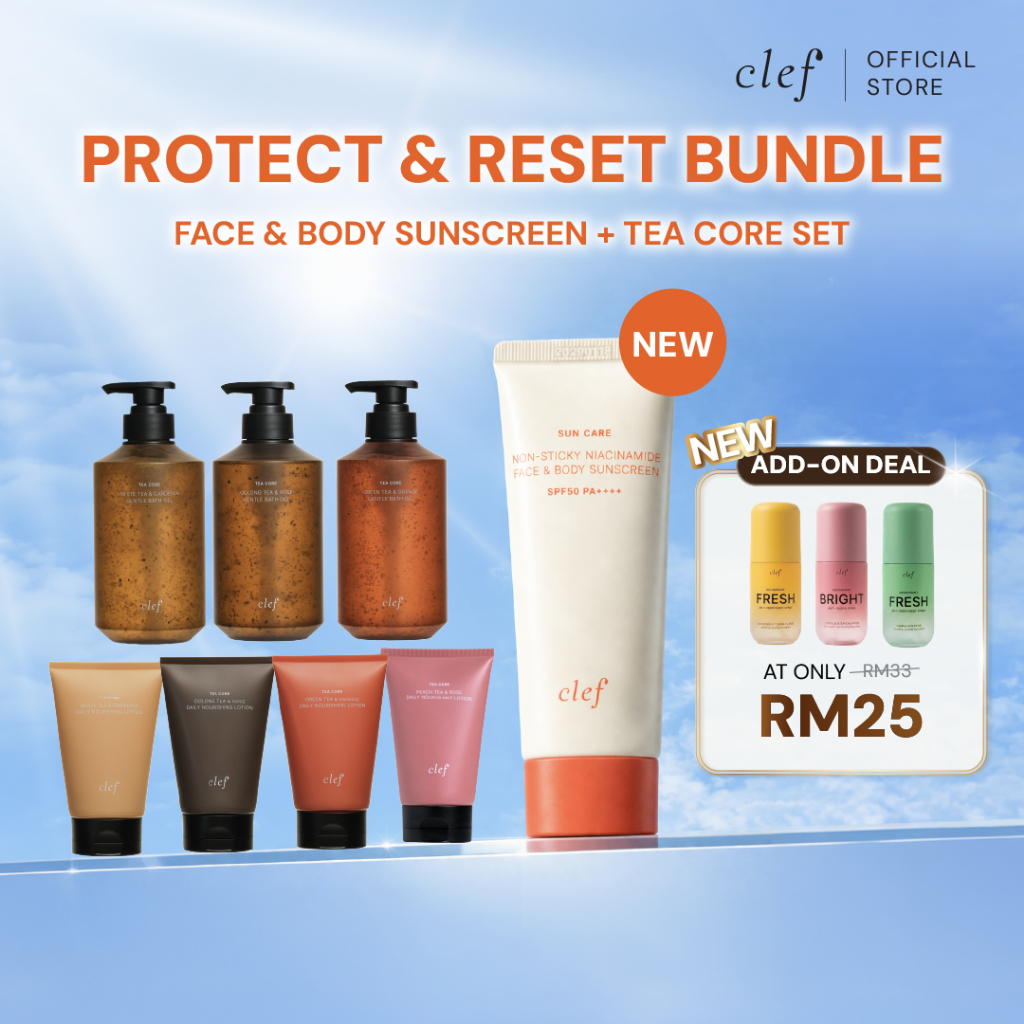 [BUNDLE] CLEF SPF50 PA++++ Face & Body Sunscreen 70ml + Tea Core Body ...