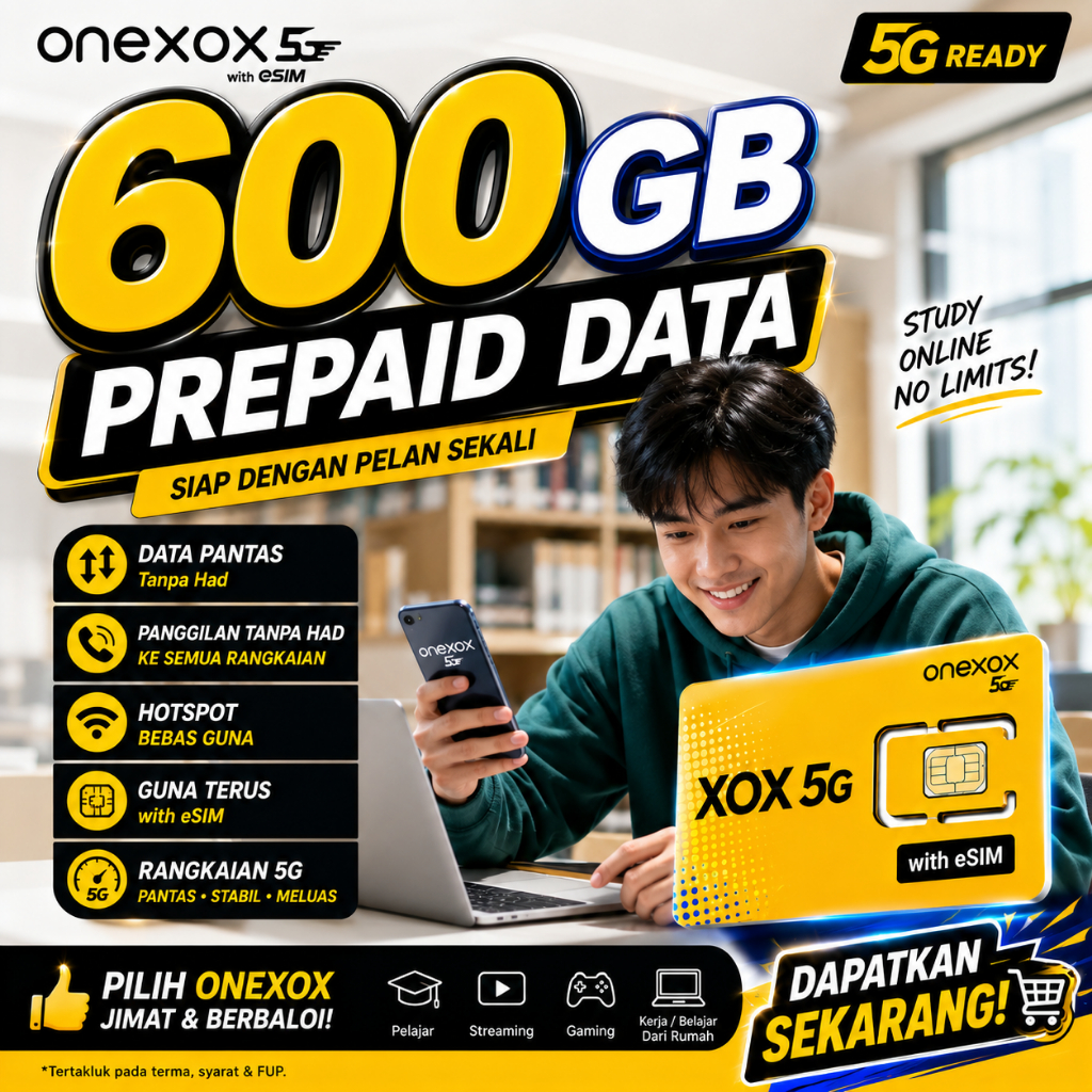 ONEXOX Unlimited Data Plan Sim Card prepaid (600GB) | Shopee Malaysia