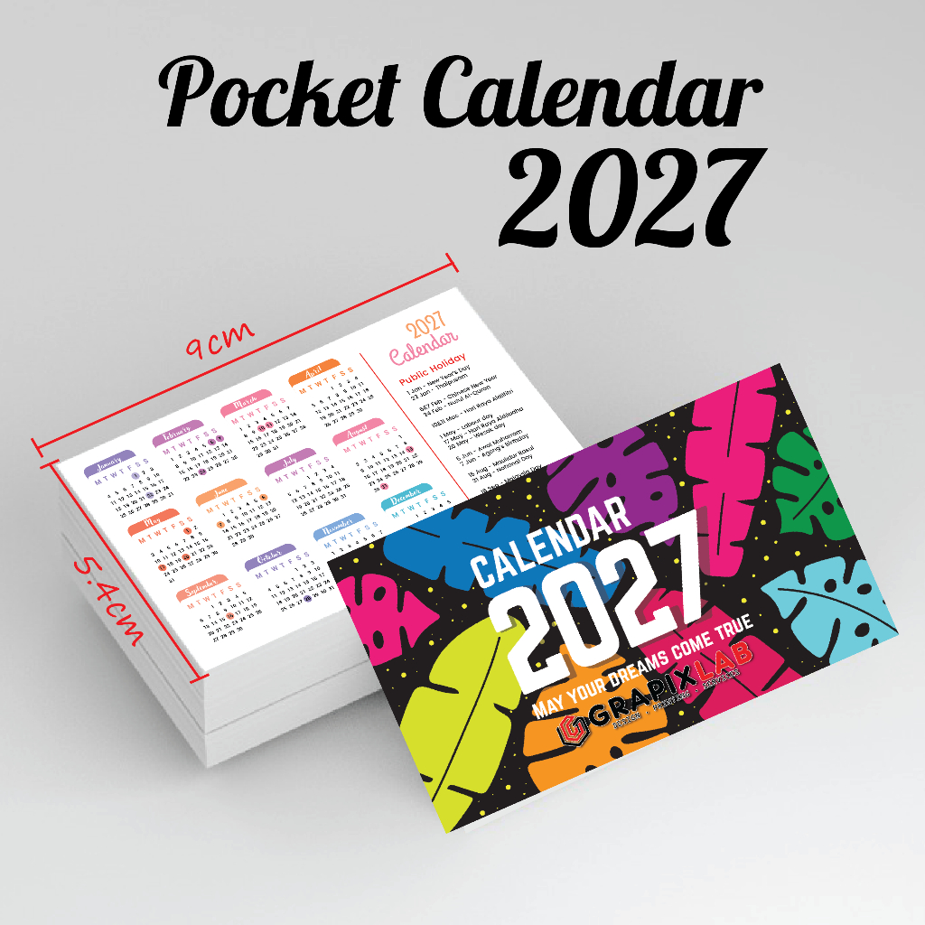 Calendar 2027 / customize calendar / pocket calendar / mini calendar ...