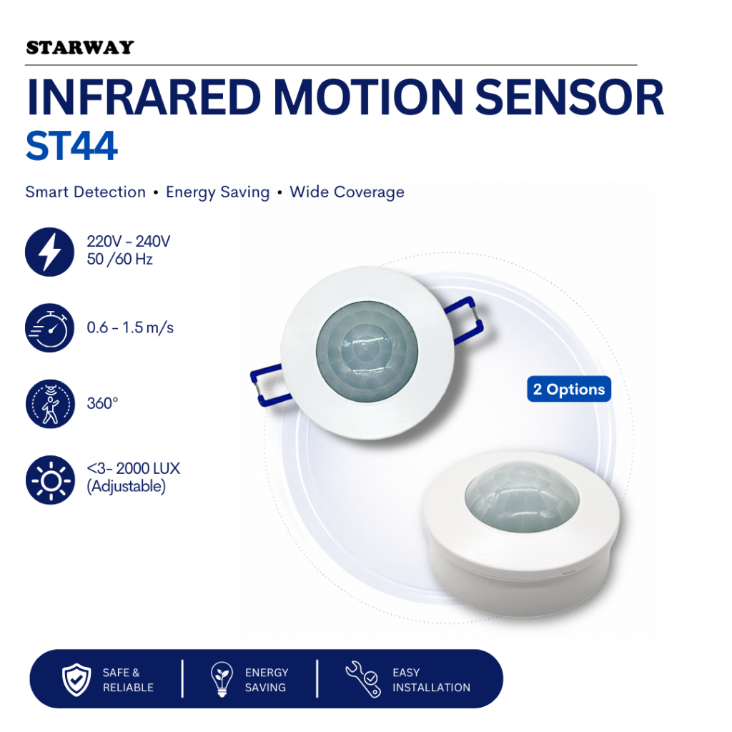 STARWAY PIR Infrared Motion Sensor Detector with 360 Degree Detection ...