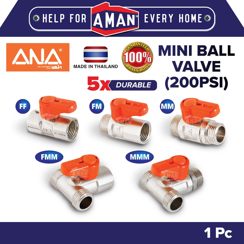 ANA Mini Ball Valve Aluminium Handle Ball Cock Stopcock Faucet Water ...