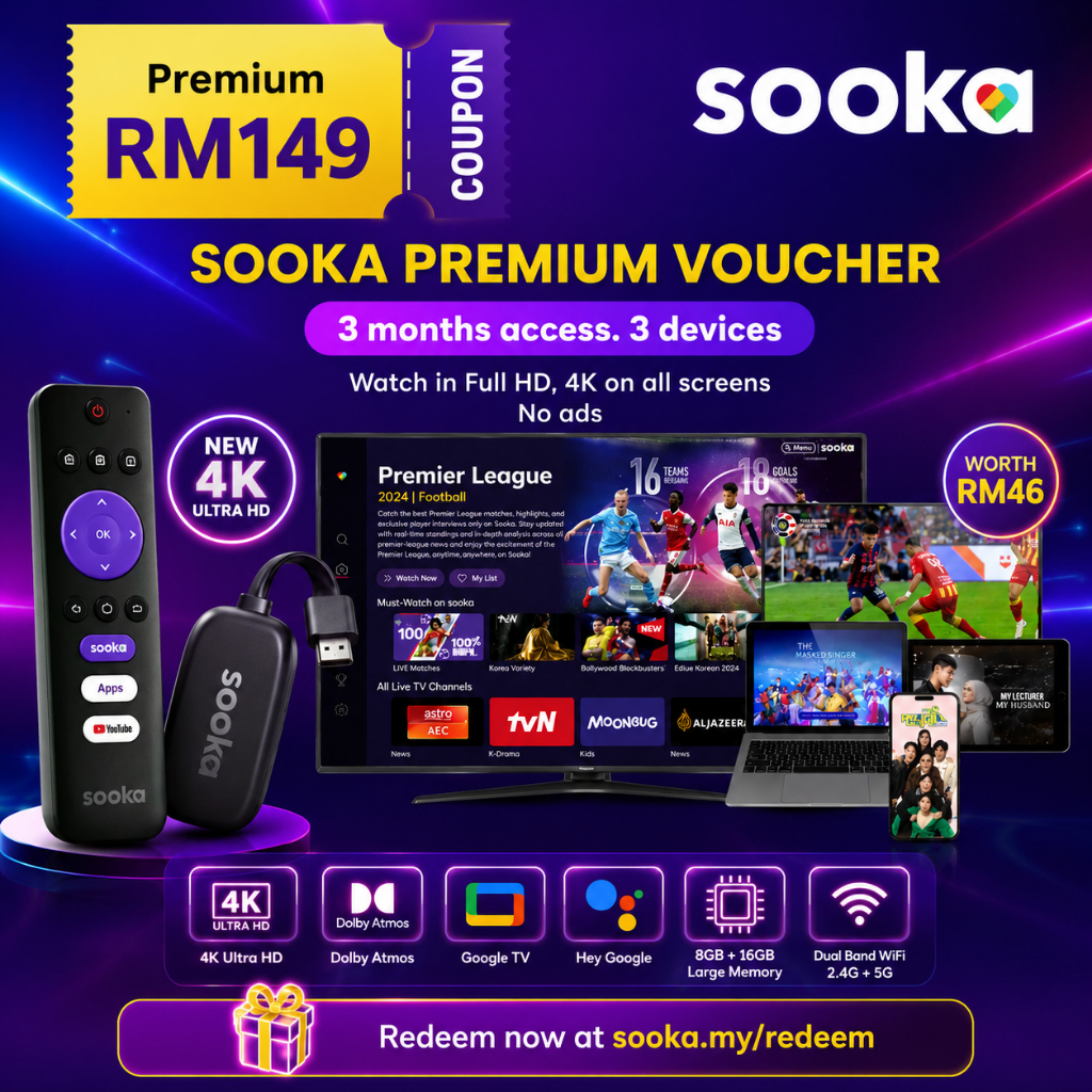 SOOKA 4K TV Stick - Percuma with 3-Month Premium Plan (HDMI Streaming ...