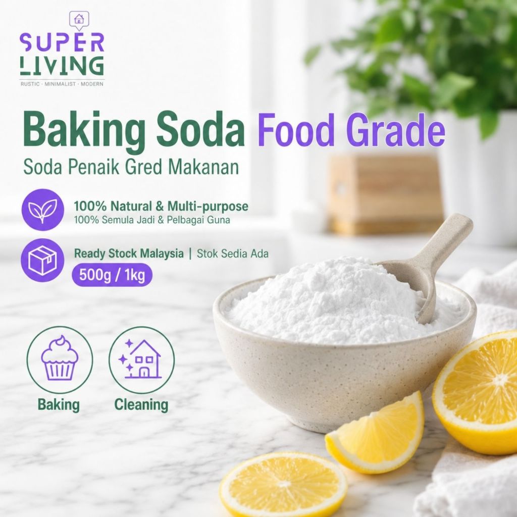 Premium Halal Pure Baking Soda Sodium Bicarbonate Food Grade Repack 500 ...