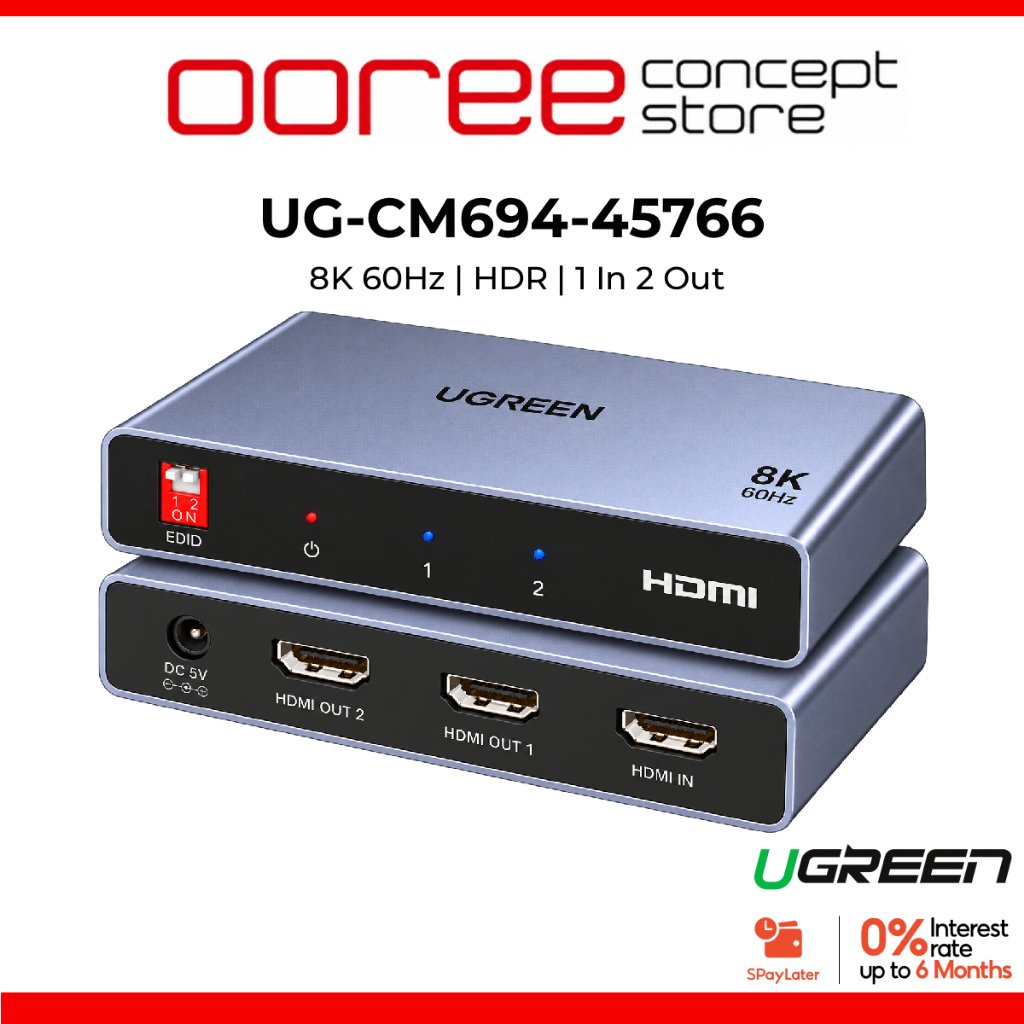 UGREEN CM694-45766 HDMI Splitter 1 In 2 Out 8K 60Hz HDR HDCP2.3 Dual ...