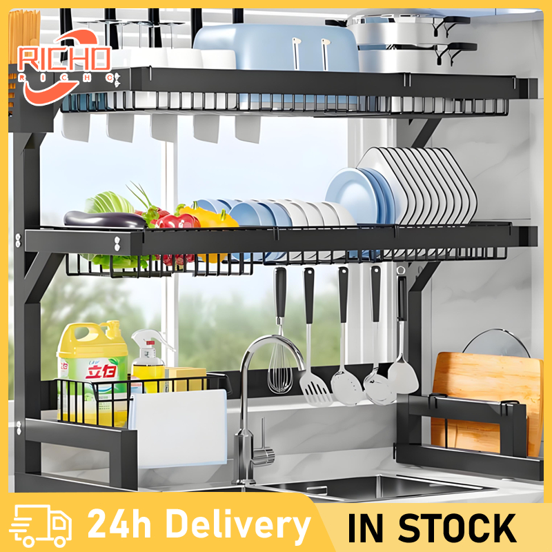 Rak Pinggan Sinki Mangkuk Rak Dapur Dish Drying Rack Stainless Steel ...