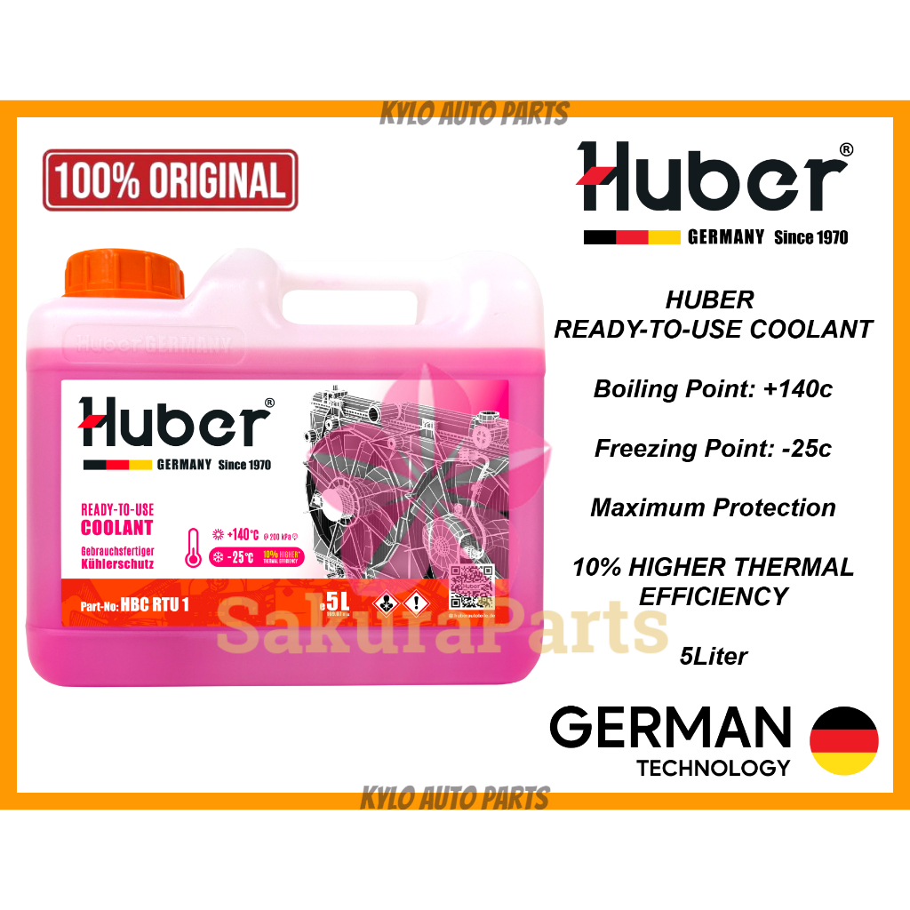 Huber READY-TO-USE Premix Radiator Coolant Pink 5Liter (MADE IN GERMANY ...