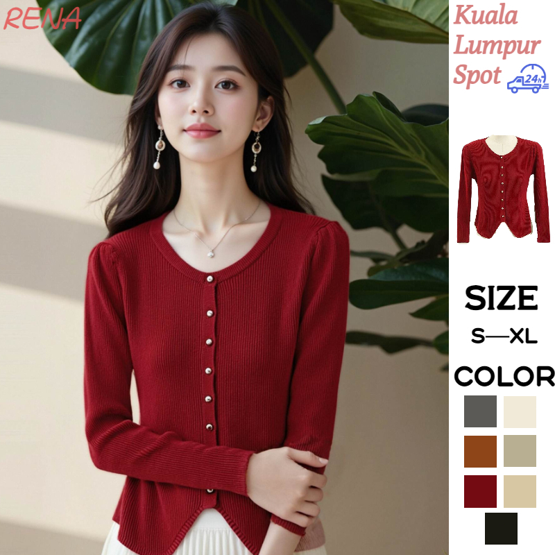 RENA Cardigan Wanita Trendy Knitwear long sleeve Slim Top Casual dan ...
