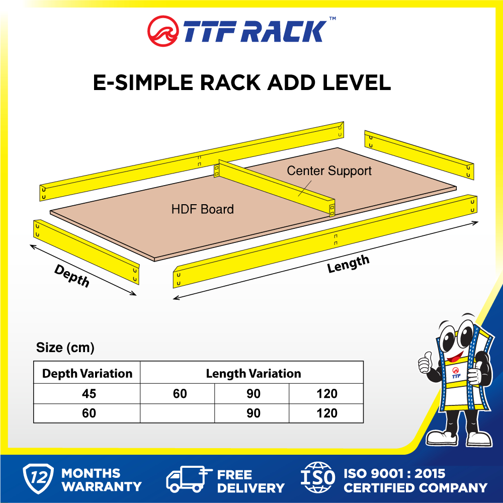 TTF Rack™ (SIMPLE & E-SIMPLE ADD LEVEL) Shelving Level Tingkat Tambahan ...