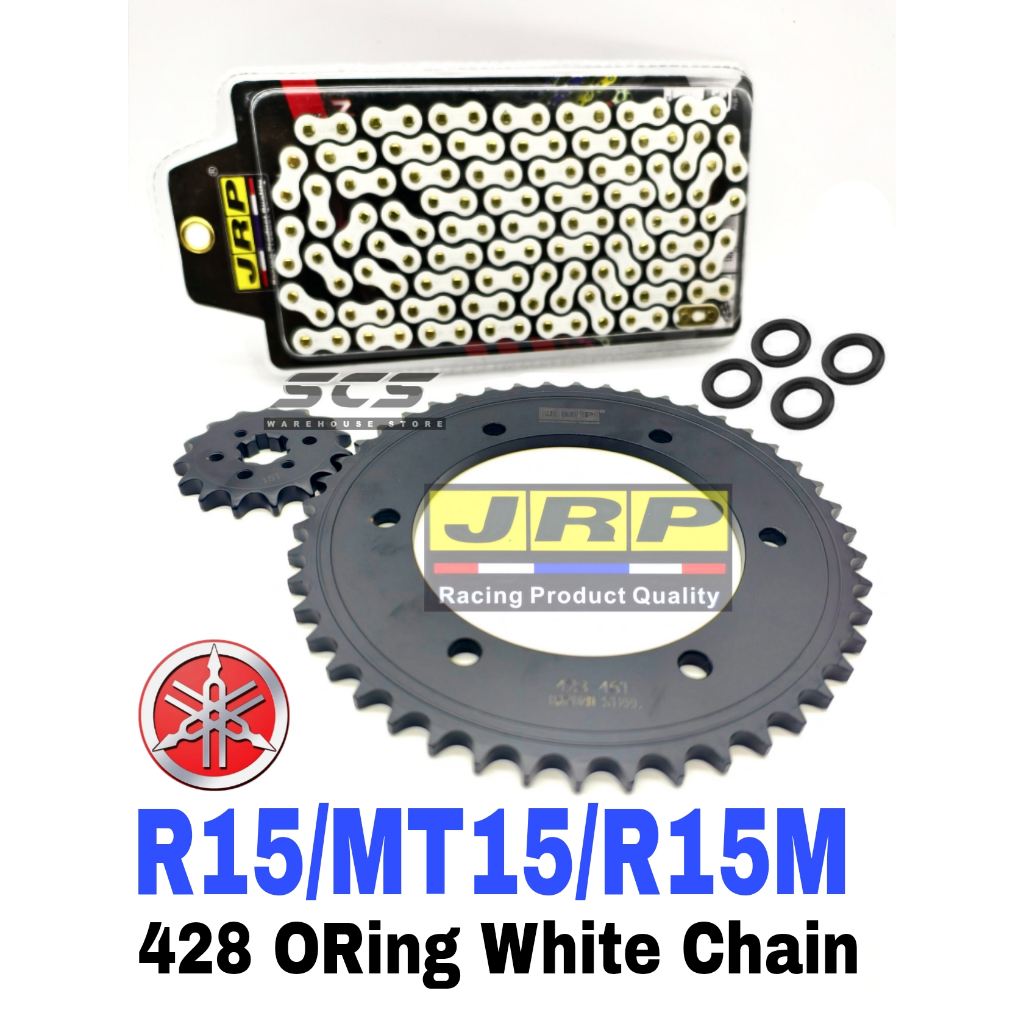 JRP Sprocket Set Yamaha MT15 R15 R15M Heavy Rantai 415 WHITE Chain 428 ...
