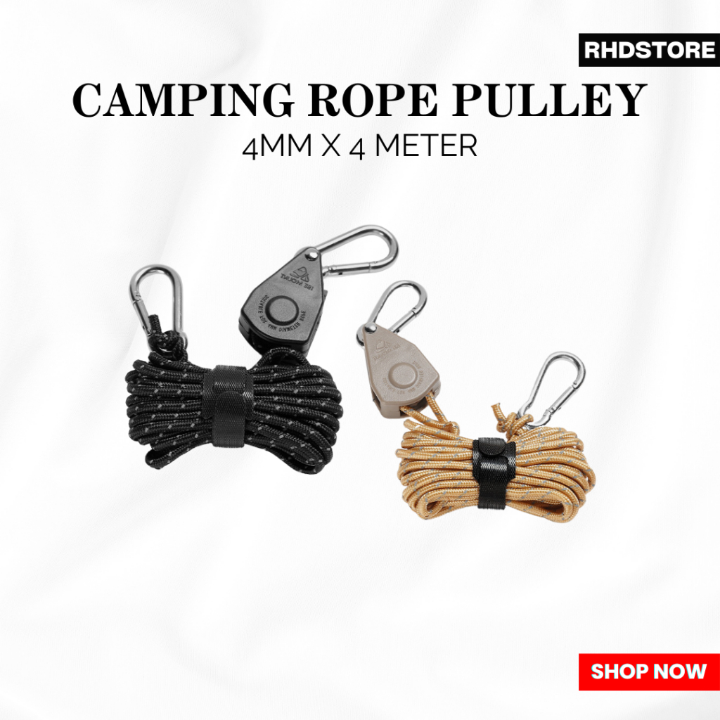 Adjustable Rope Pulley Camping Outdoor Peg Pole Tent Tali Flysheet Peg ...