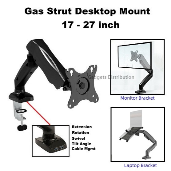 SH-PMS-01 9kg 17 to 32 Inch Gas Strut TV Monitor Arm Desk Stand Bracket ...