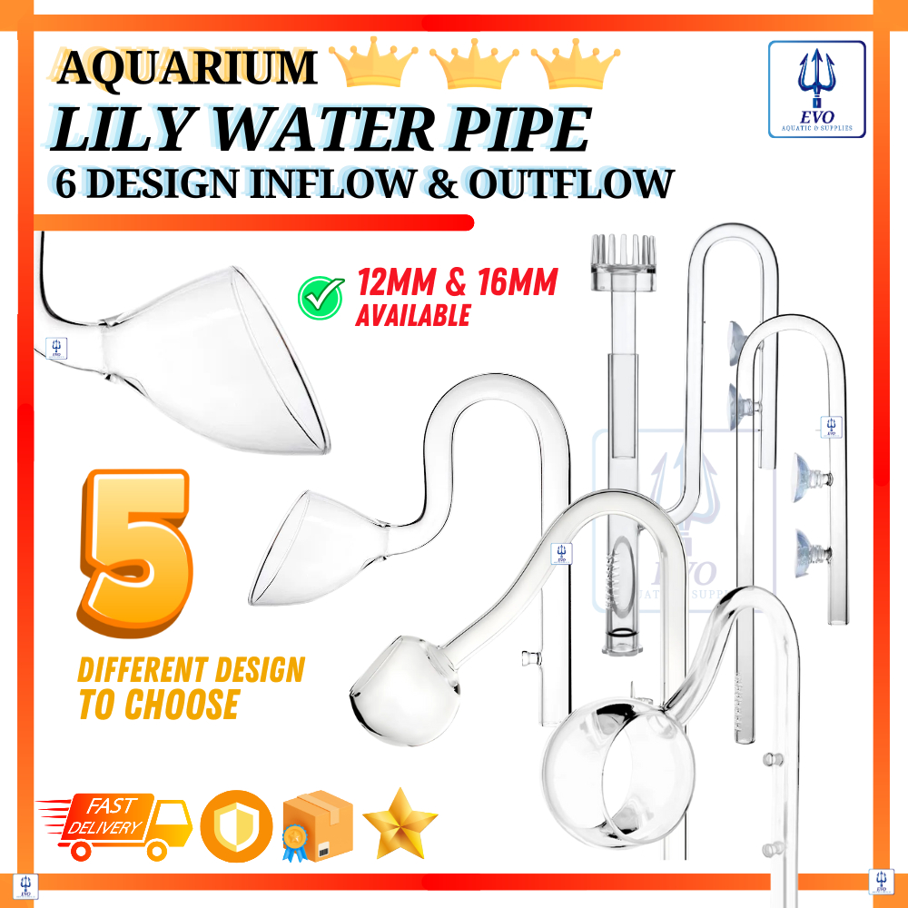 🔥READY STOCK🔥 Aquarium Glass Lily Pipe 12mm 16mm Inflow Outflow Tube ...
