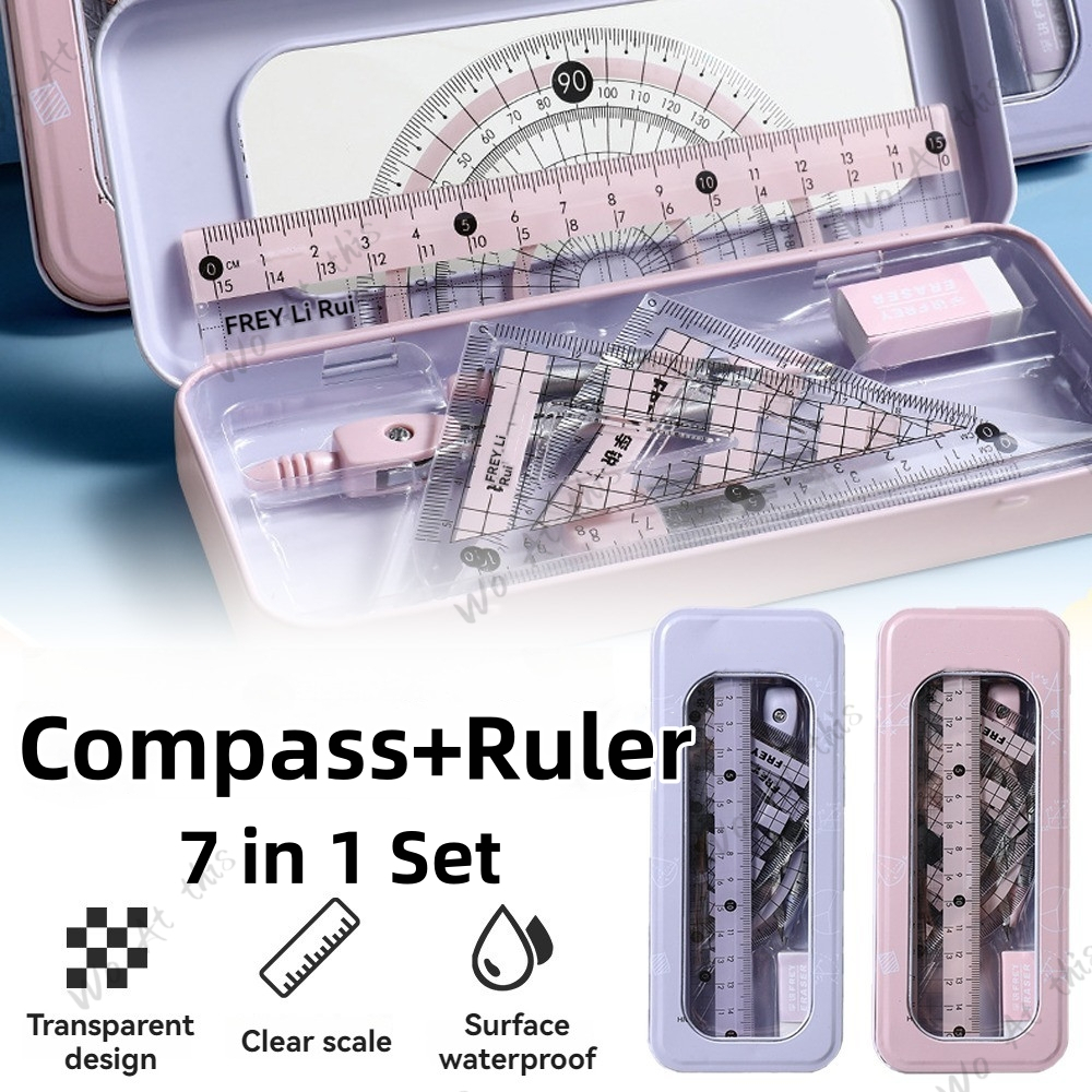 7 in 1 Compass Set/Geometry Set/set kompas dan pembaris/Compasses ...