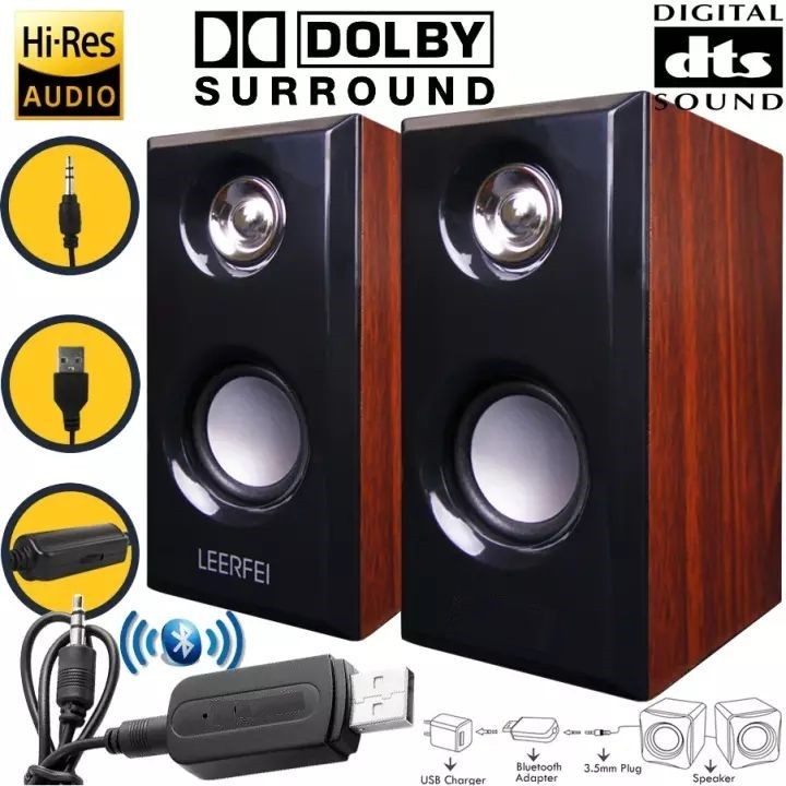 USB Portable Mini Solid Wood Speaker Sound Box Wired Audio | Shopee ...