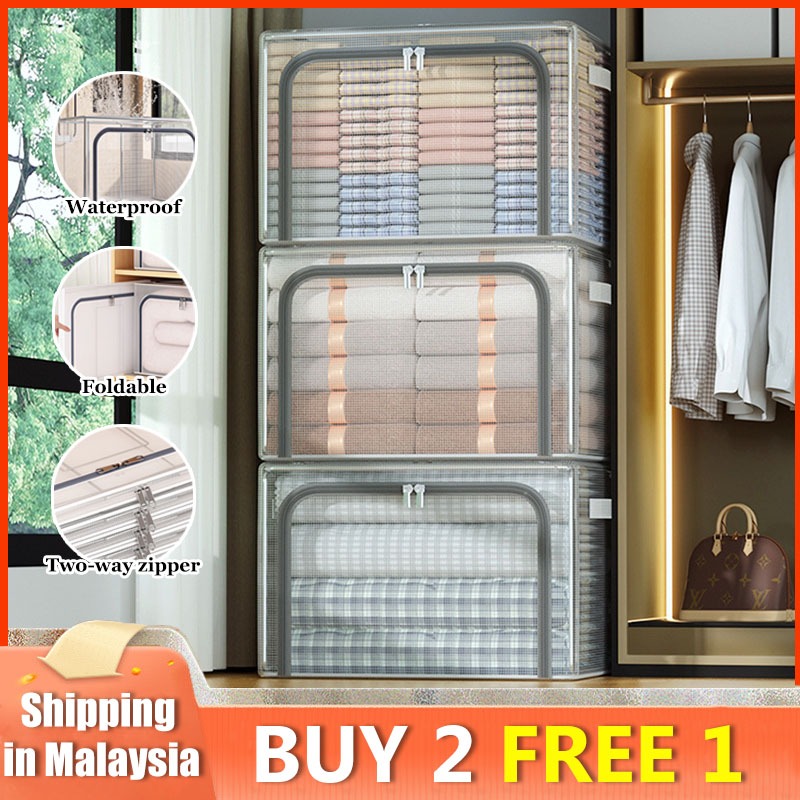 【Free Gift】Transparent Foldable Storage Box Waterproof Large Capacity ...