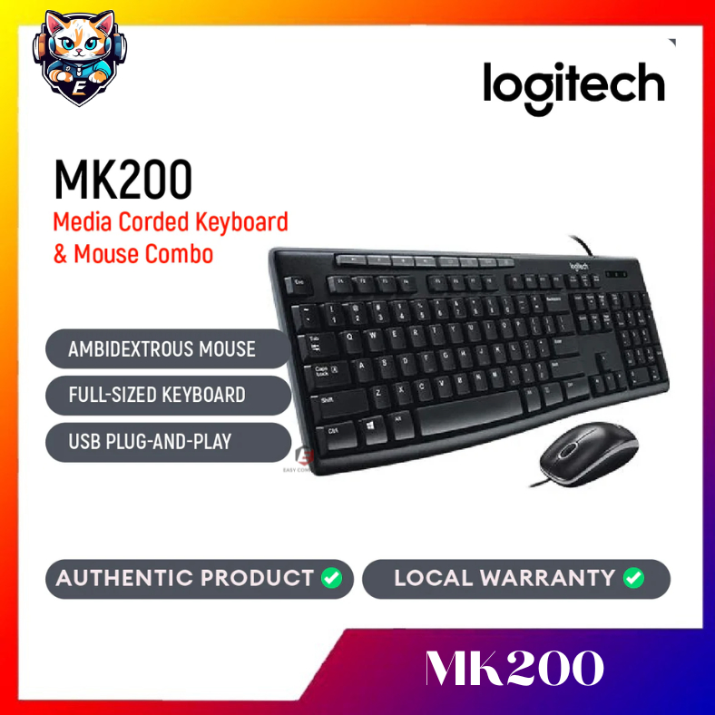 Logitech MK200 Wired Keyboard and Mouse Media Combo ( 920-002693 ...