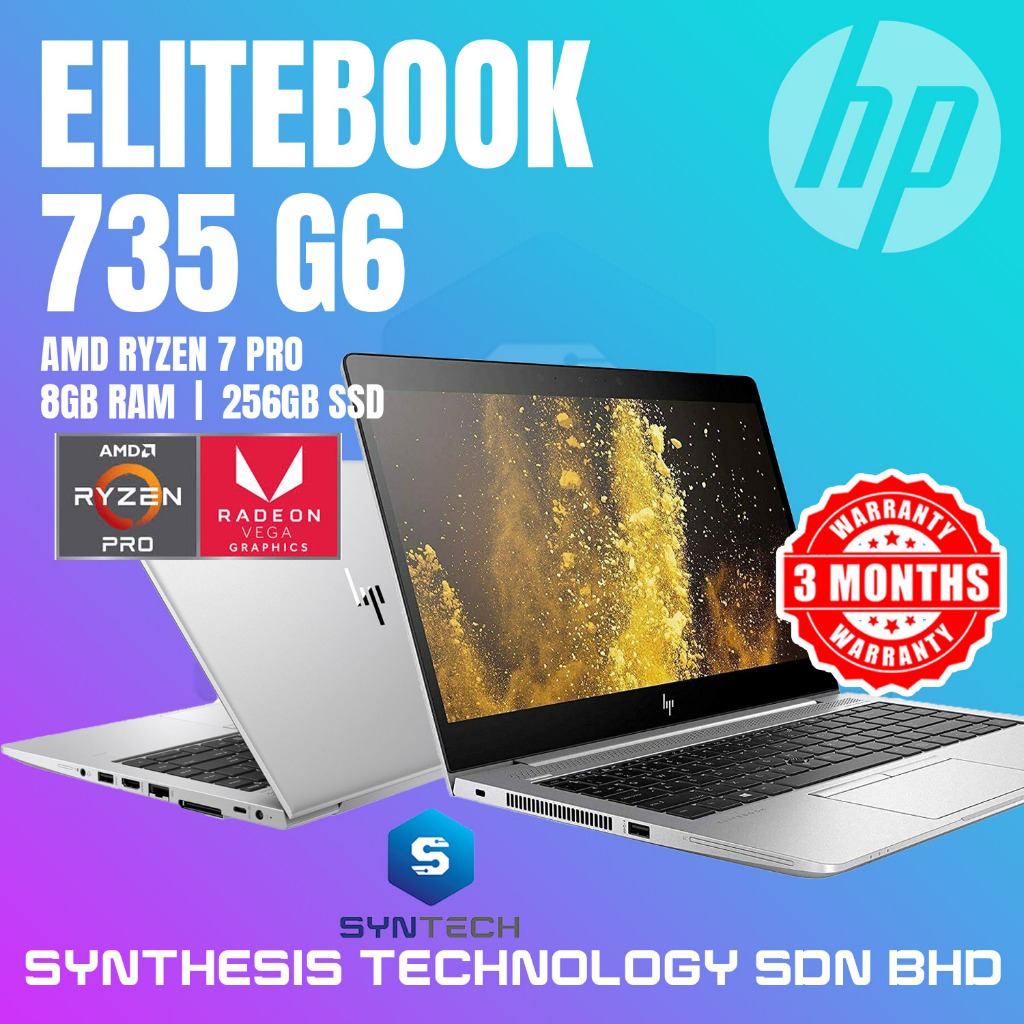 HP ELITEBOOK 735 G6 AMD RYZEN 7 PRO 8GB RAM + 256GB SSD REFURBISHED ...