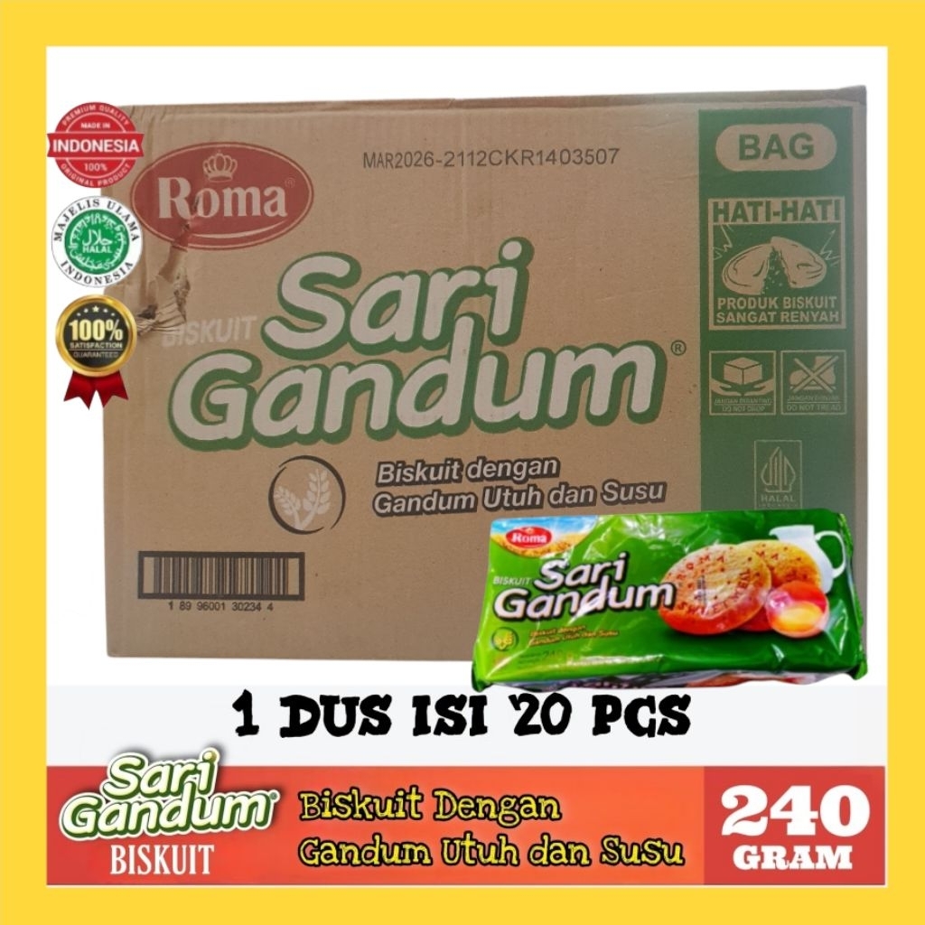 Roma Biskuit Sari gandum kemasan 240g//harga untuk satu karton ...