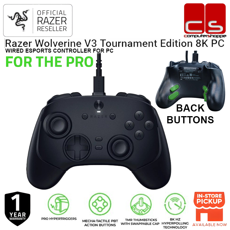 Controller Cablato Razer Wolverine V3 Tournament Edition 8K Per PC – HyperPolling 8K Hz, Levette TMR Antideriva, 4 Pulsanti Posteriori E Trigger A Clic