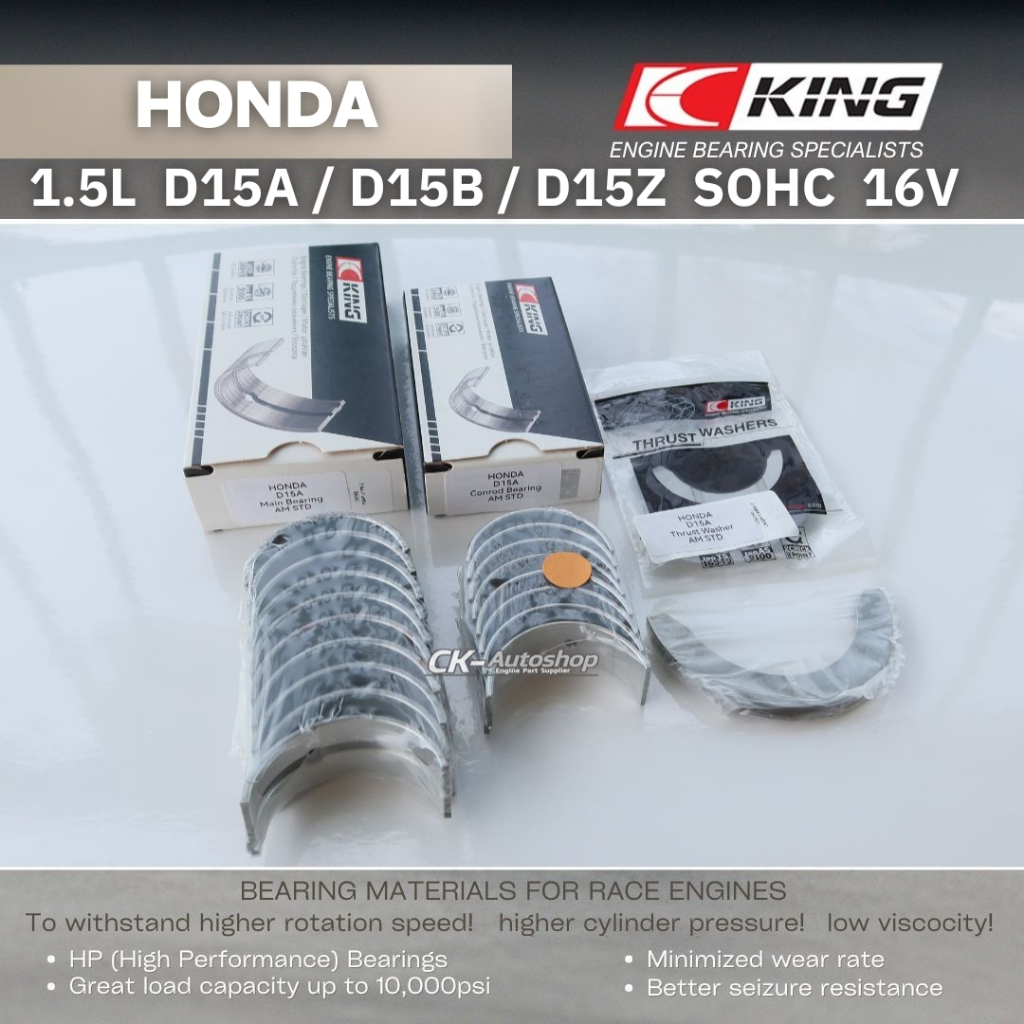 KING Bearing HONDA 1.5L D15A D15B D15Z VTEC SOHC 16V for CRX Delsol ...