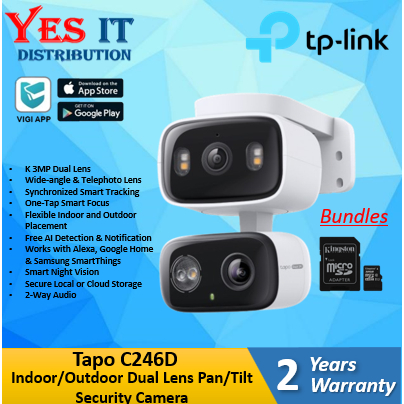 Tapo C246D Indoor/Outdoor Dual Lens Pan/Tilt Security Camera ( Add ...