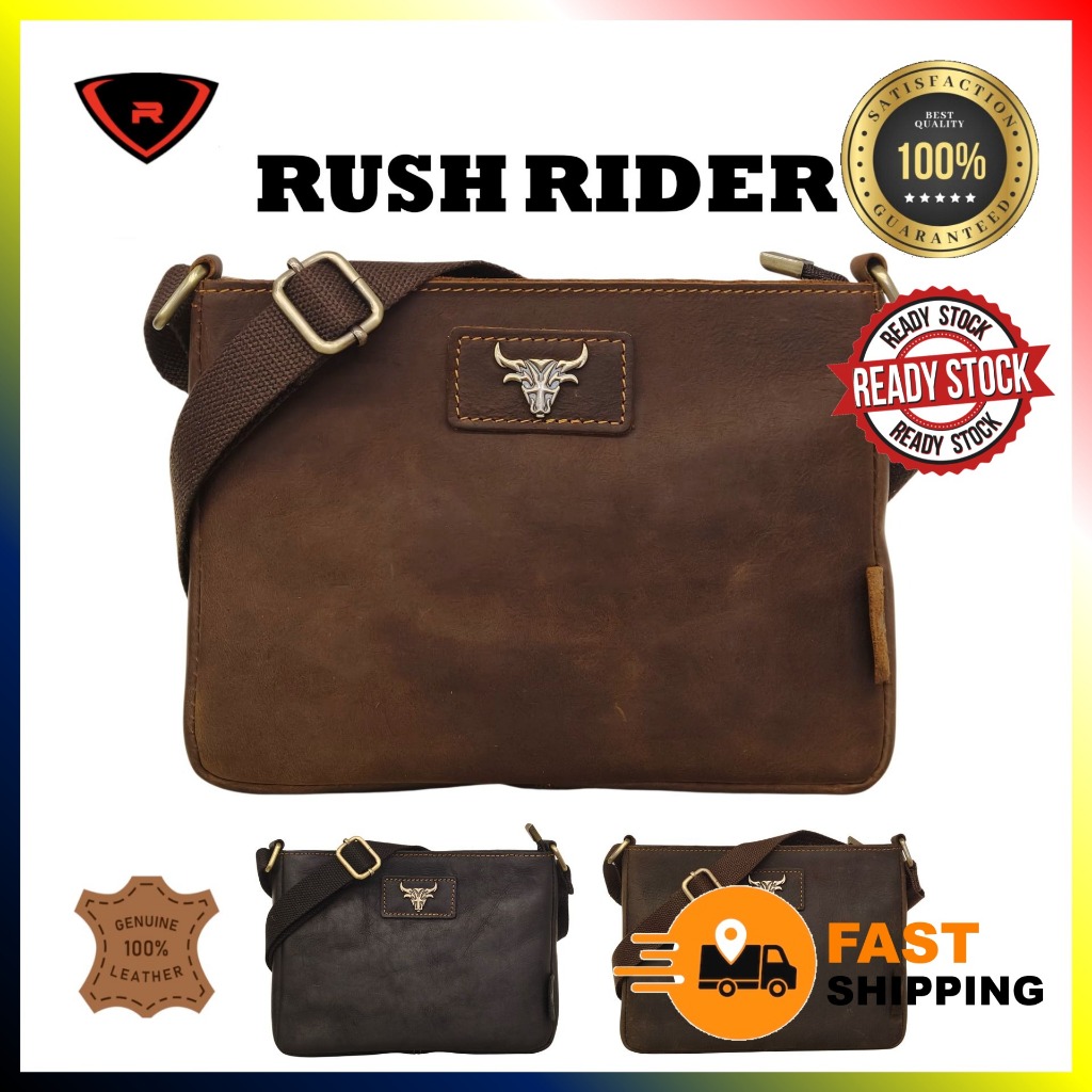 RUSH RIDER ORIGINAL COW LEATHER SLING BAG CROSSBODY BEG LELAKI KULIT ...