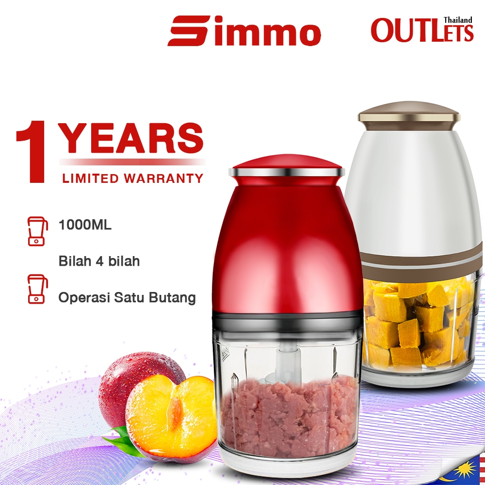 Simmo Chopper Blender Meat Grinder 4-Blades Baby Food Processor 1000ml ...