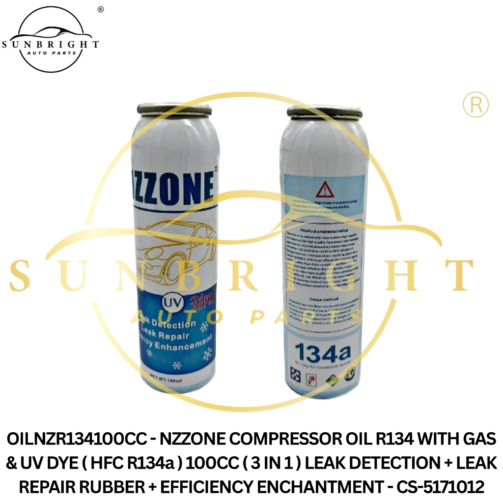 NZZONE COMPRESSOR OIL R134 WITH GAS & UV DYE ( HFC R134a ) 100CC ( 3 IN ...