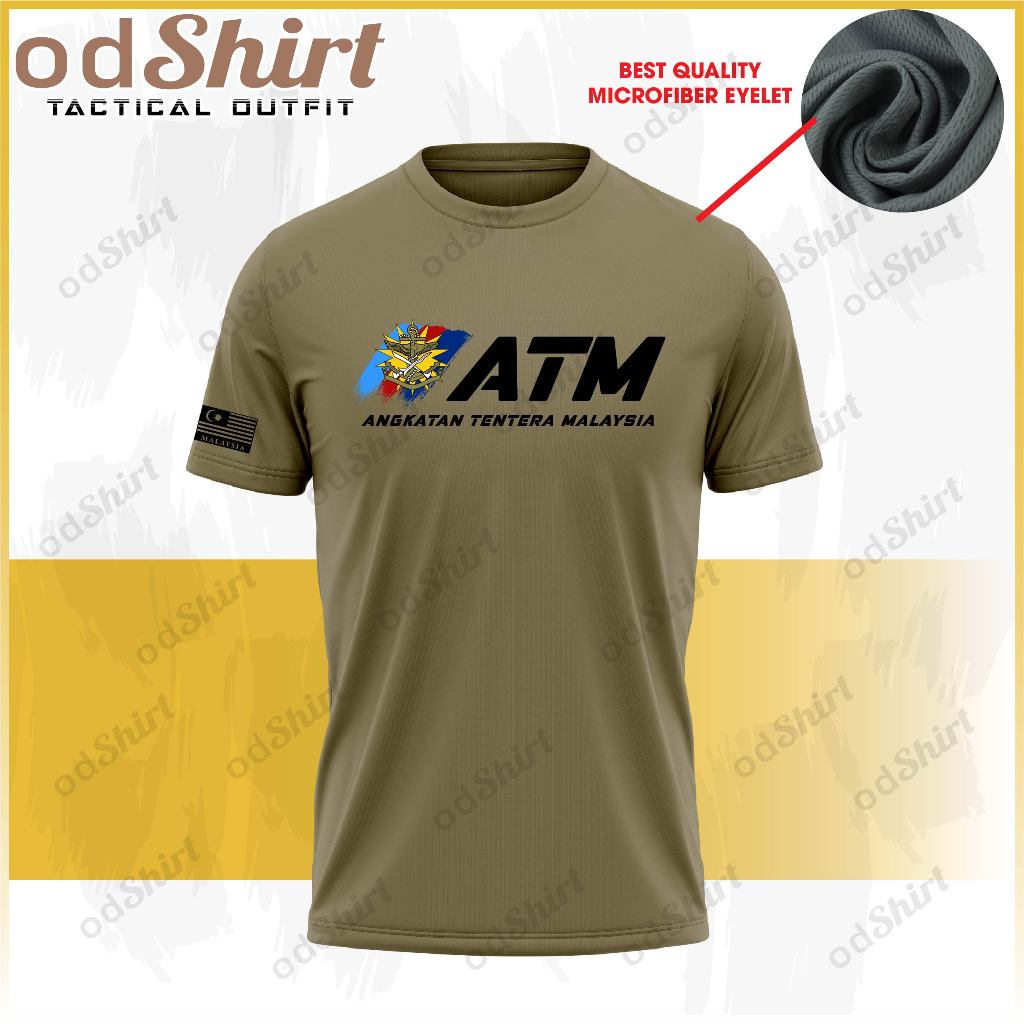 AT324 Army Baju Style T-Shirt Microfiber Color Sand Khaki Round Neck ...