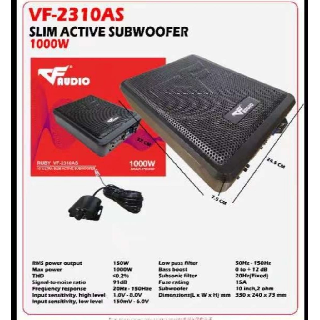 VF AUDIO underseat subwoofer 10 inch 1000watts RUBY Series(VF-2310AS ...