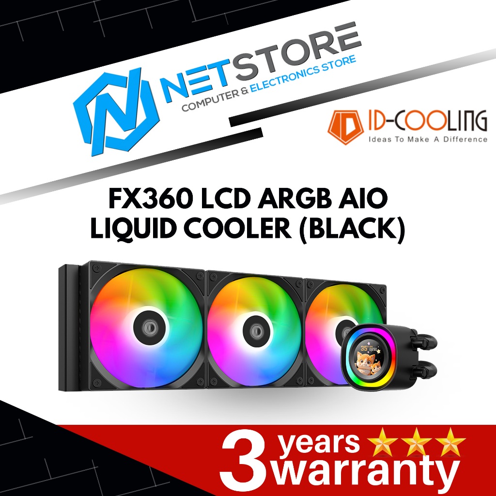 ID-COOLING FX360 LCD ARGB AIO LIQUID COOLER - BLACK - ID-CPU-FX360-LCD ...