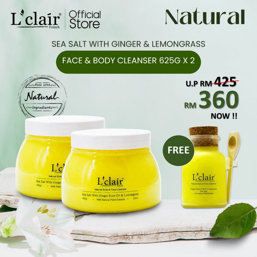 Sea Salt With Ginger Root Oil & Lemongrass Natural Face & Body Cleanser ...