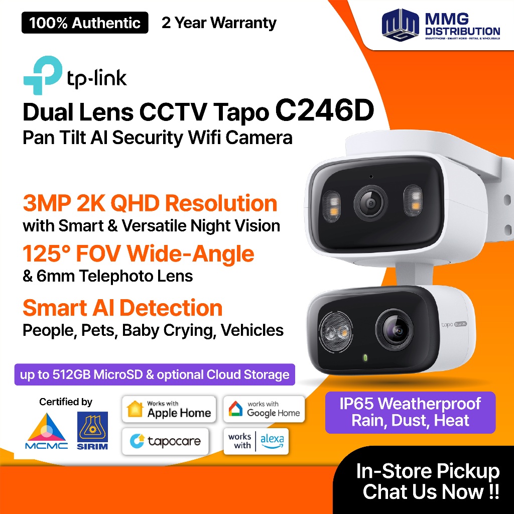 Tp-Link Tapo C246D Indoor / Outdoor Dual Lens Pan Tilt AI Security ...