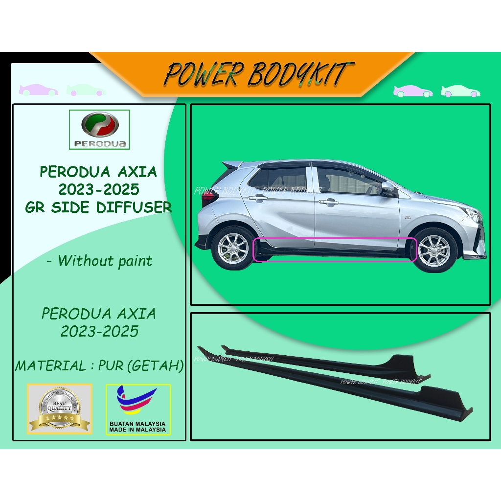 READY STOCK Perodua Axia 2023-2025 GR Side Diffuser 2023 2024 2025 Side ...