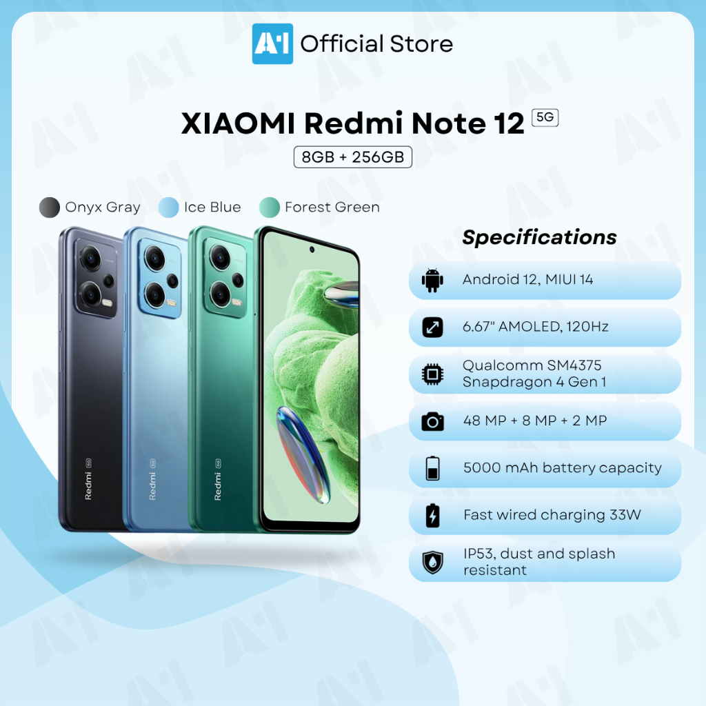 Xiaomi Redmi Note 12 5G (8GB+256GB) Xiaomi Malaysia Set | Shopee Malaysia