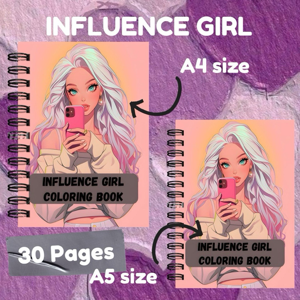 INFLUENCE GIRL Coloring book loose paper coloring book 30 pages A4,A5 ...