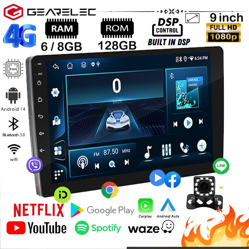 9 inch 8-Core Android Head Unit Player 6+128GB 8+128GB with CarPlay ...