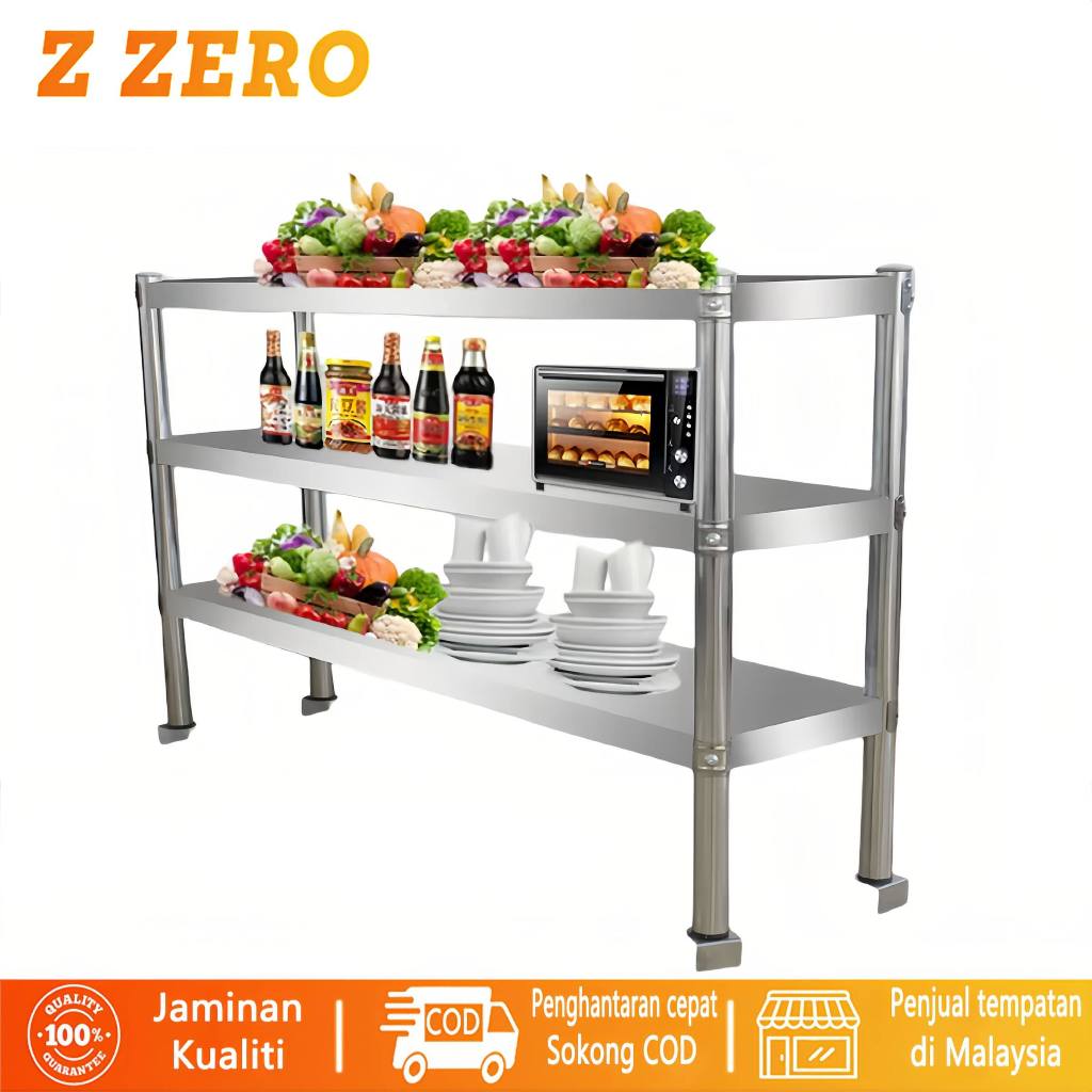 Z ZERO Stainless steel Storage rack 3 layers for kitchen operating ...