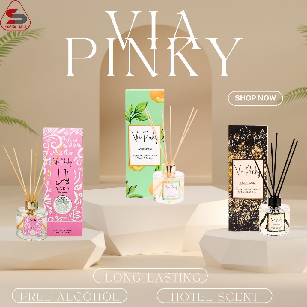 [Ori]100ML VIA PINKY Pewangi Rumah Air Freshener Reed Diffuser Difuser ...