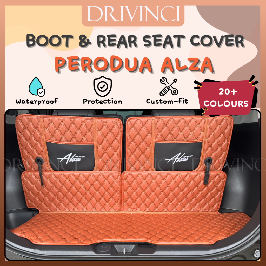 Perodua Alza M500 W150 Custom-Fit Leather Boot & Rear Seat Back Cover ...