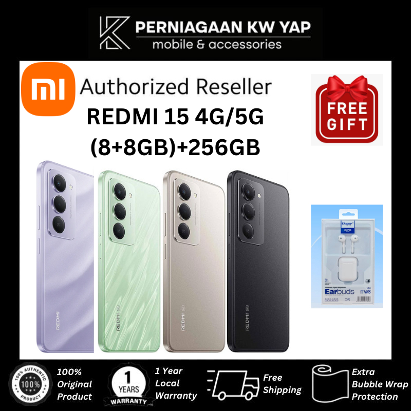 (READY STOCK)XIAOMI REDMI 15 4G/5G (8+8)GB+256GB 1 TAHUN WARRRANI DARI XIAOMI MALAYSIA