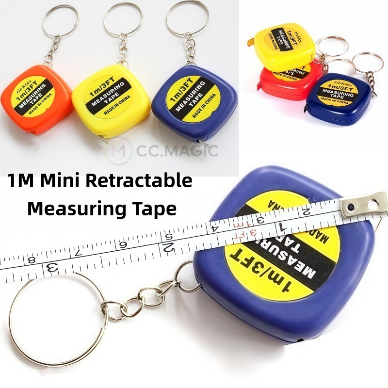 1M Mini Retractable Measuring Tape Keychain Pocket Ruler Pita Ukur ...